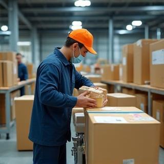 E-Commerce Pakete werden verpackt